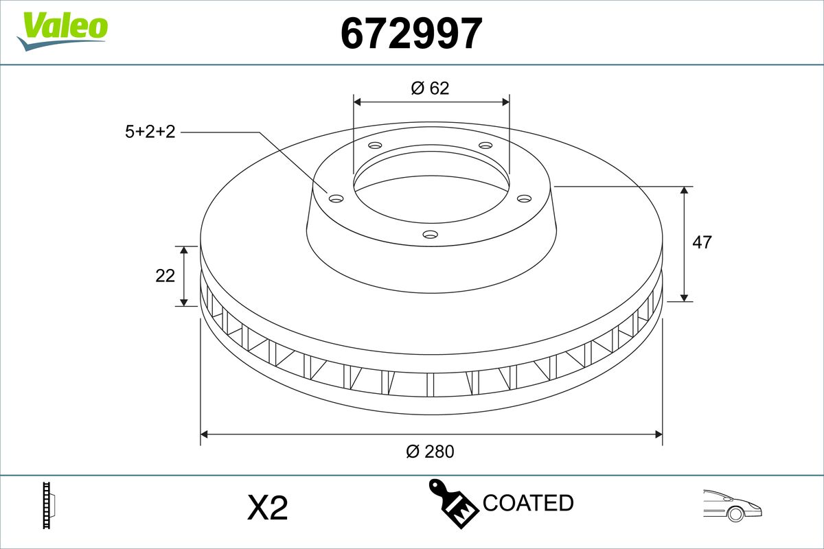 VALEO 672997 Bromsskiva